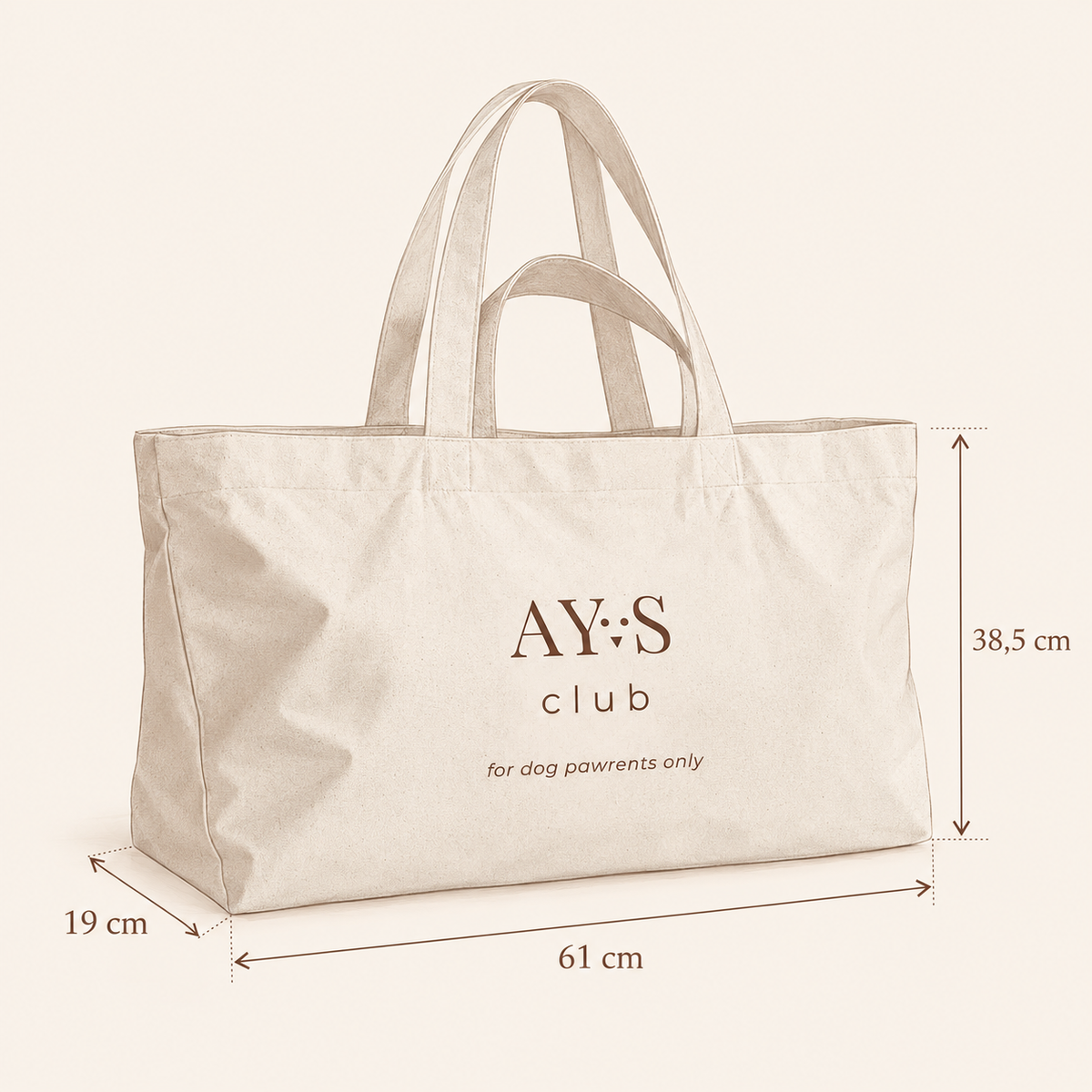 Sac Weekender AYOS Club en toile de coton recyclé avec dimensions 61 × 38,5 × 19 cm